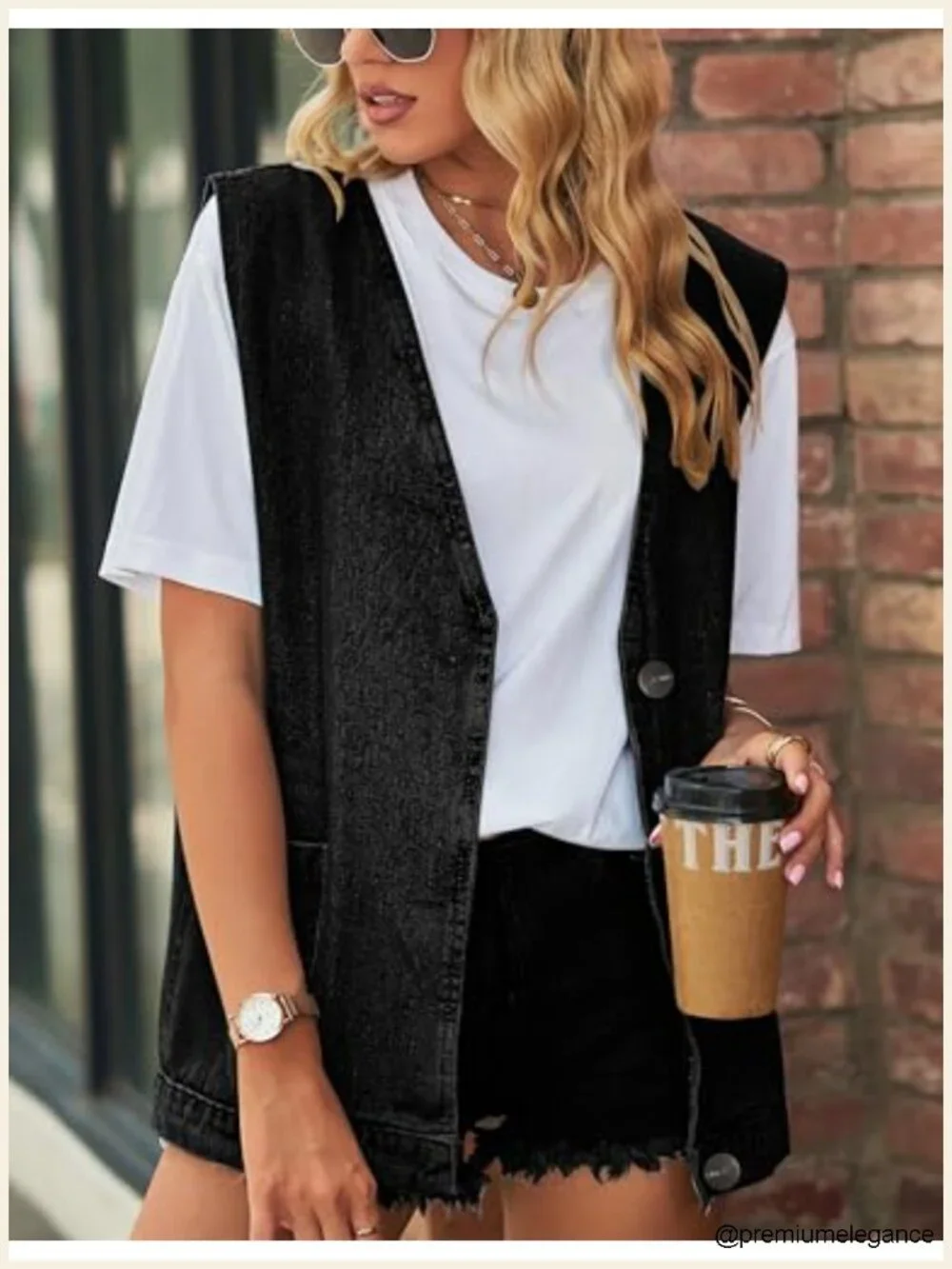 Women's Oversized Denim Vest Sleeveless Button Down Jean Jacket